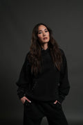 Studded Chopper Appliqué Pierce Hoodie in Black Drift Wash — imagem 1