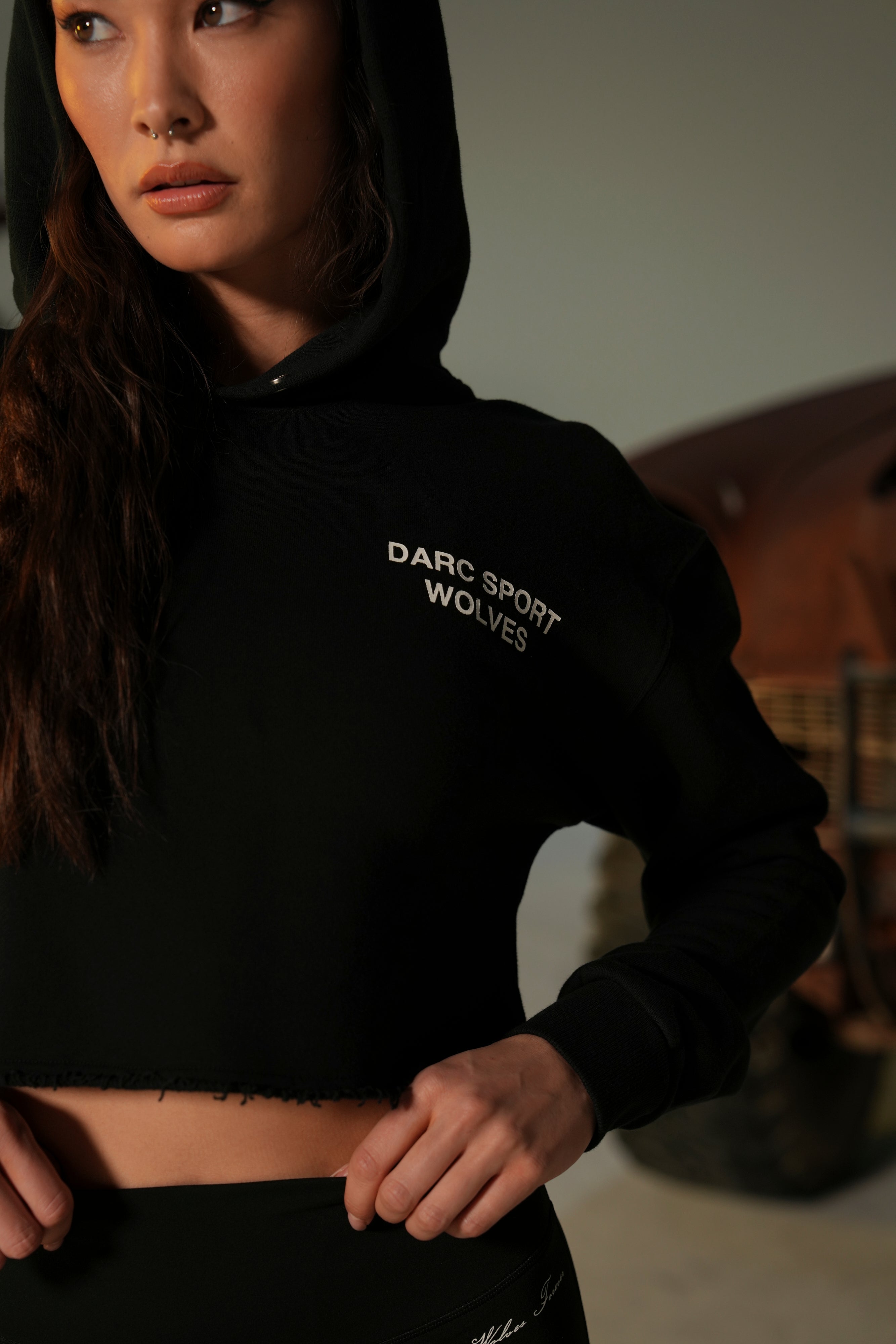 Darc Sport Wolves "Pierce" (Cropped) Hoodie in Black — imagem 6