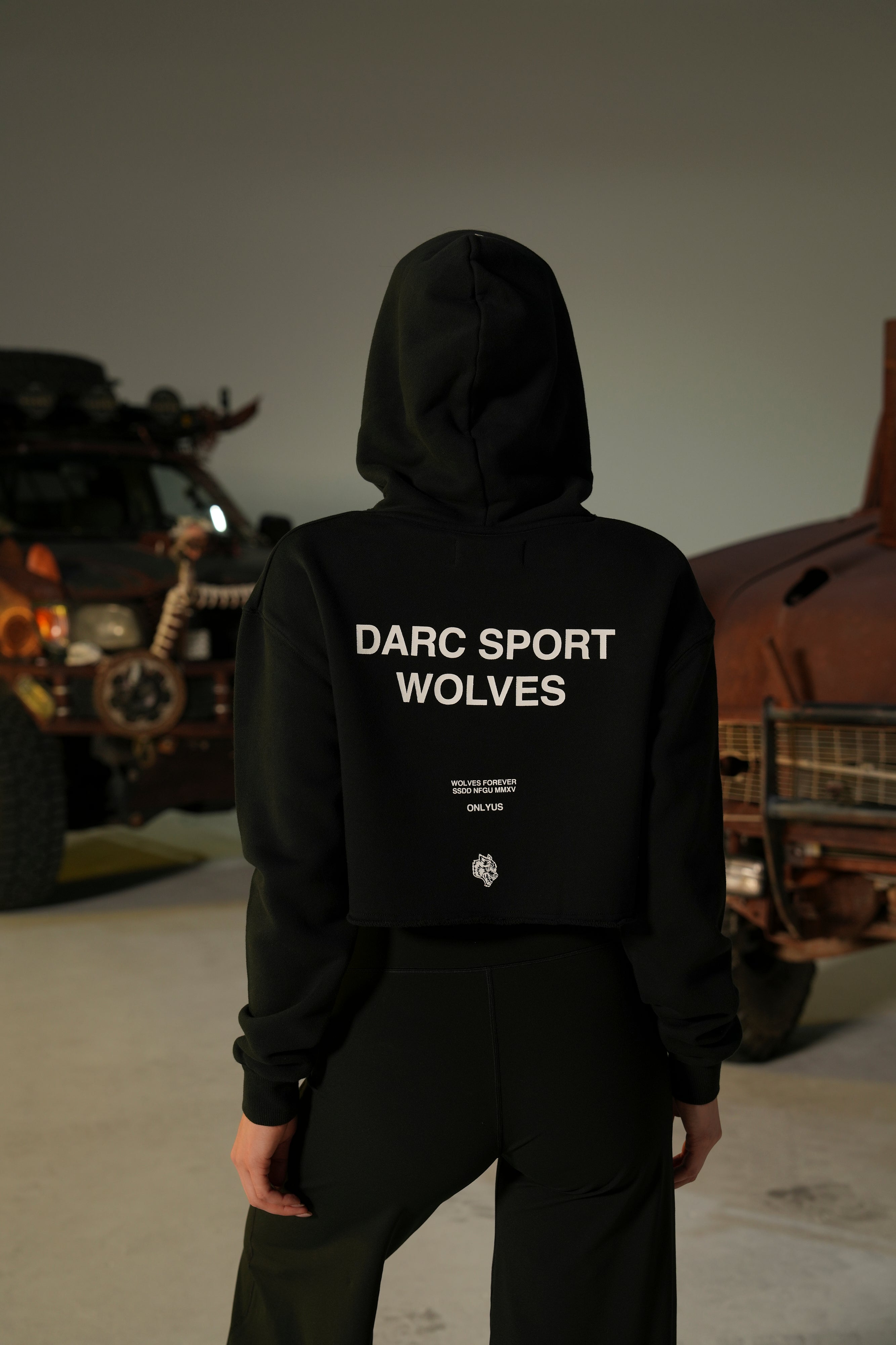 Darc Sport Wolves "Pierce" (Cropped) Hoodie in Black — imagem 2