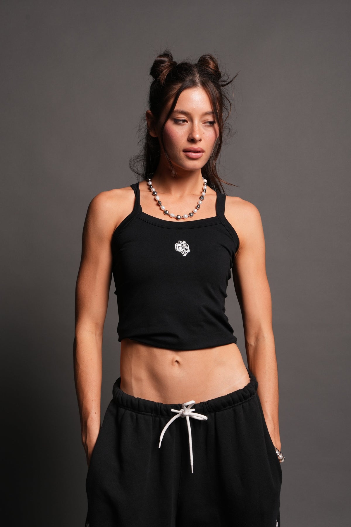 Wolf Head Hannah Long Soft Seamless Tank In Black