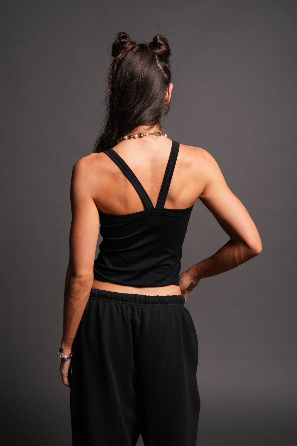 Wolf Head Hannah Long Soft Seamless Tank In Black — imagem 2