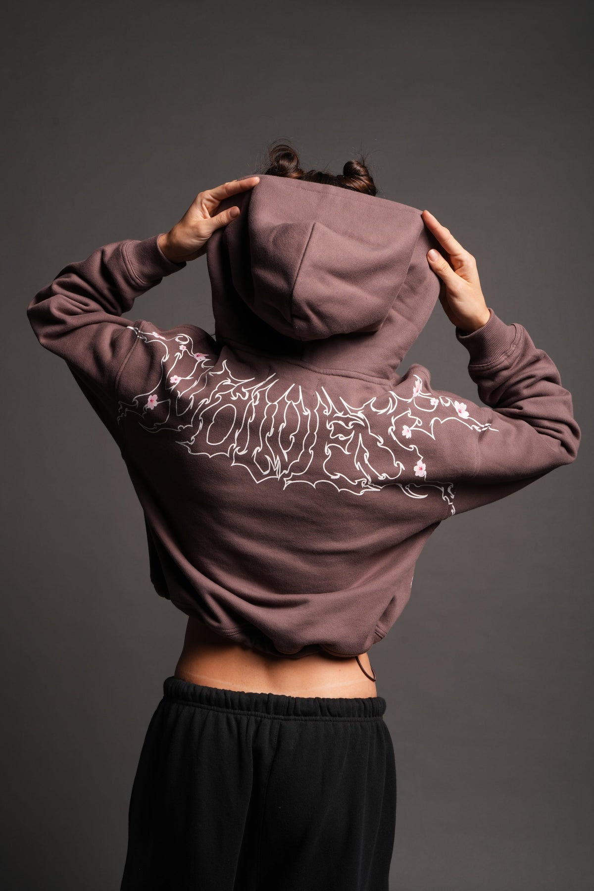 Sakura Hesh Dempsey Cropped Hoodie In Rose Taupe — imagem 2