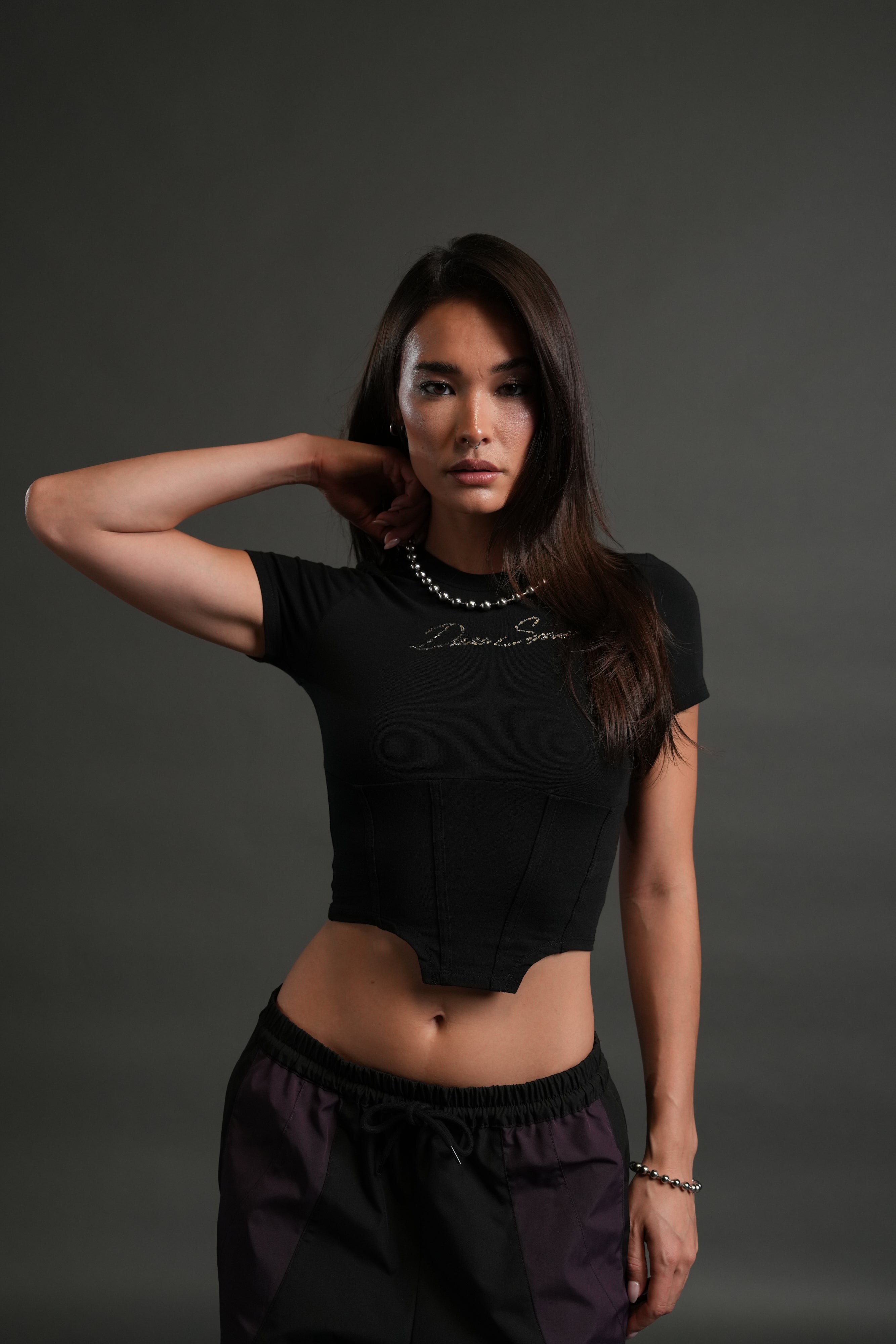 Darc Star Salem Corset Tee in Black — imagem 3
