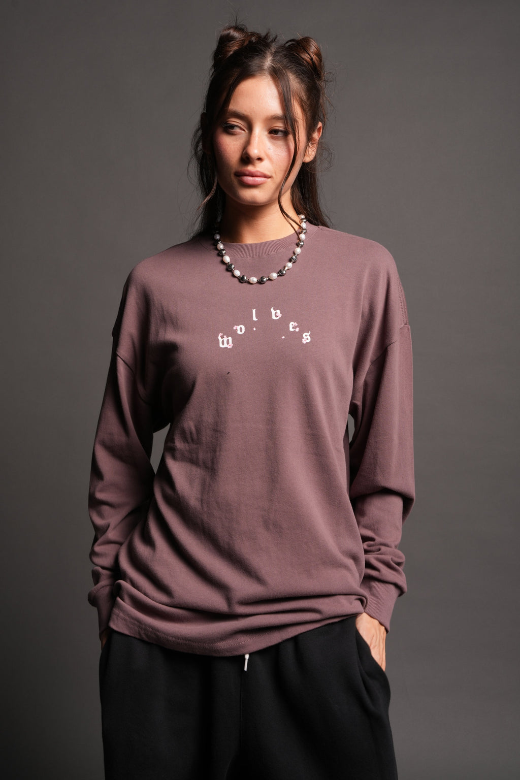 Sakura Pyramid Premium Ls Tee In Rose Taupe