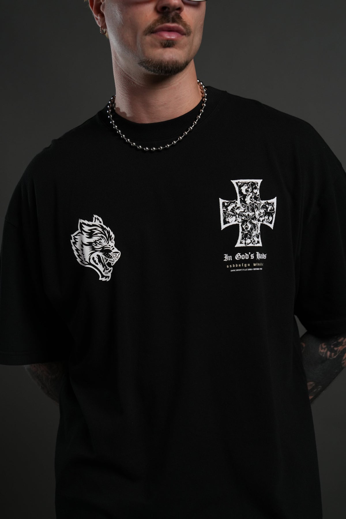Iron Wolf Pack "Premium" Oversized Tee in Black - imagem 7