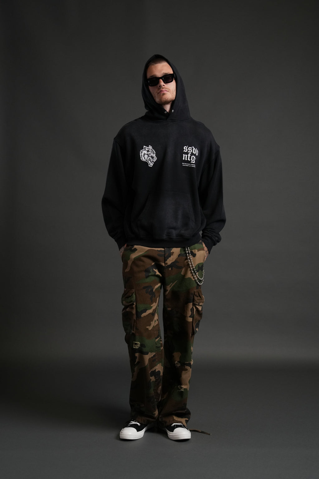 Darc Storm "Pierce" Hoodie in Black Drift Wash — imagem 5