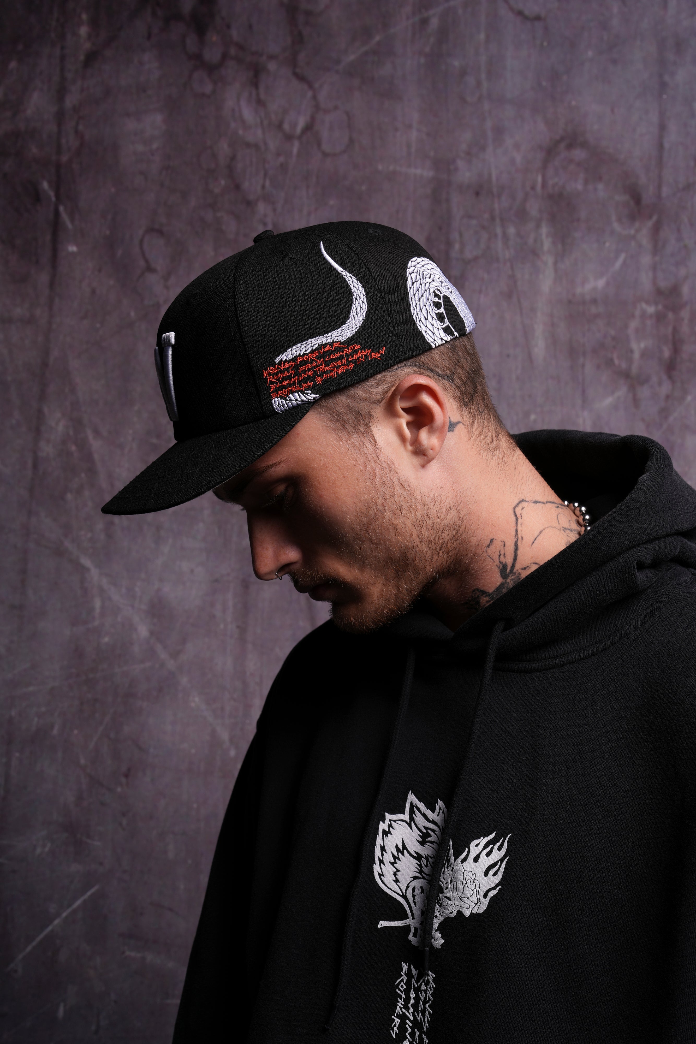 The Snake and The Rose Fitted Hat in Black — imagem 4