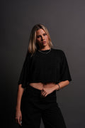 Forged From Iron Bungee Cropped Tee in Black Horizon Sun Fade — imagem 1