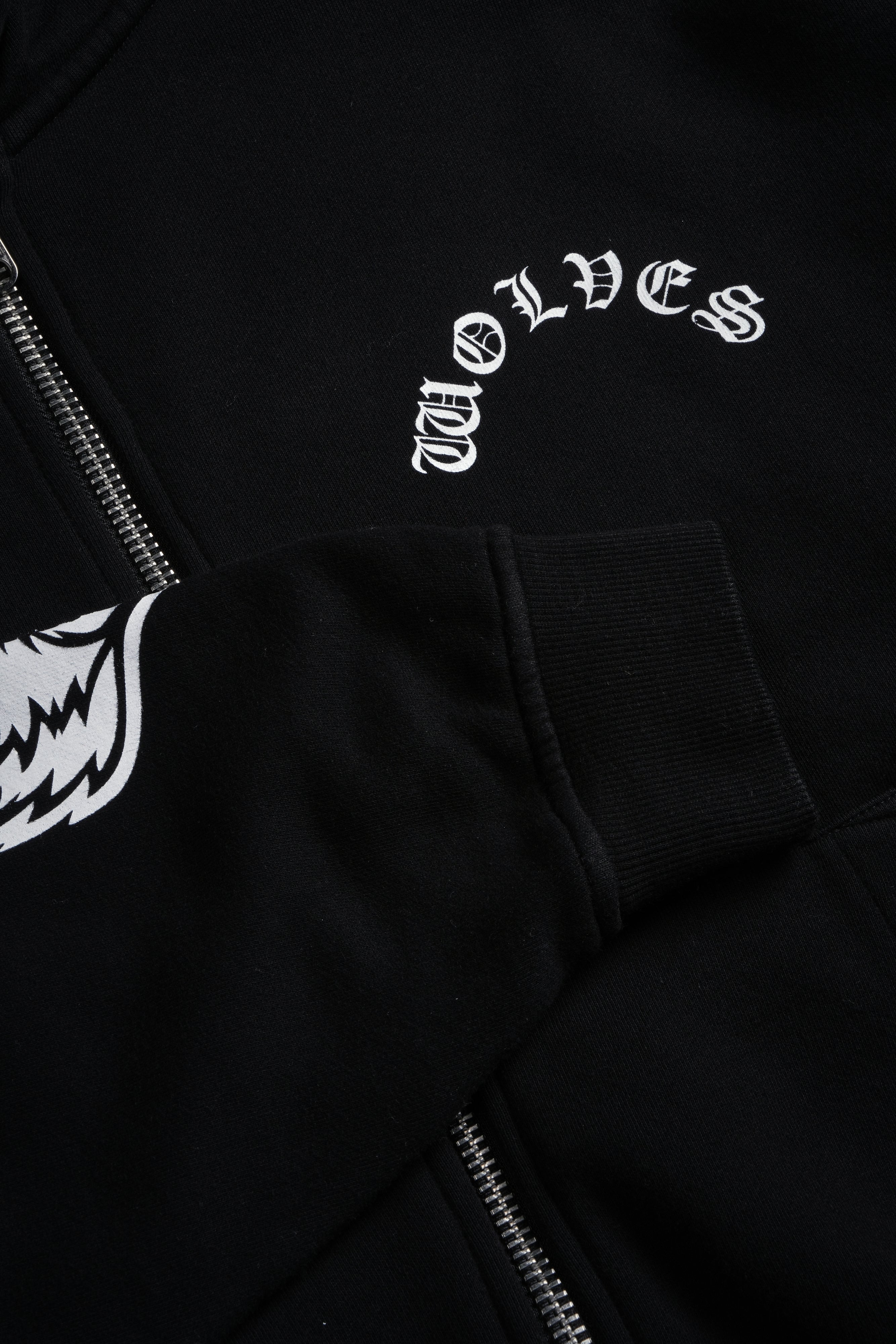 Wolf Chopper Vex Double Zip Hoodie in Black