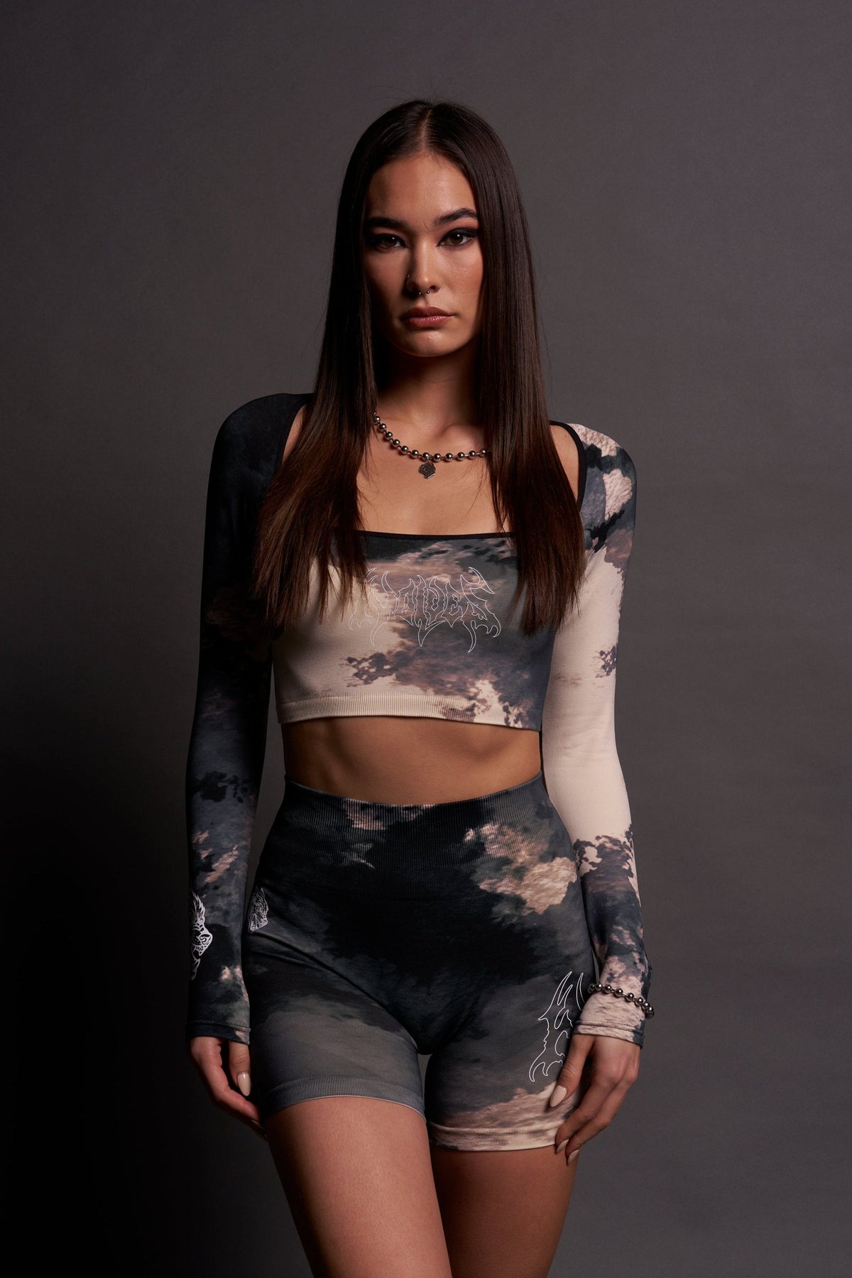 Hesh "Everson Seamless" Sage L/S Top in Sandstorm Marble Wash - imagem 1