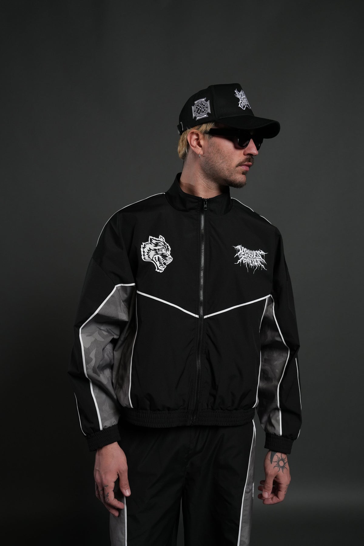 Drip Hesh Quinn Track Jacket in Black/Lush Vintage Woodland Camo - imagem 2