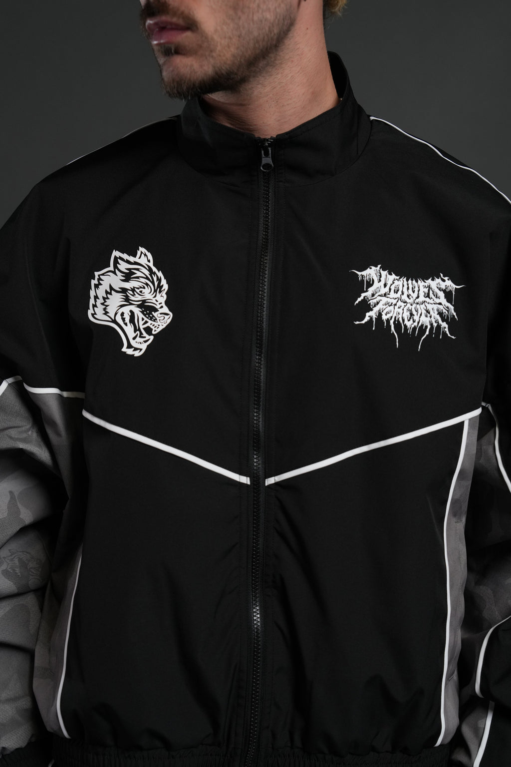 Drip Hesh Quinn Track Jacket in Black/Lush Vintage Woodland Camo - imagem 5