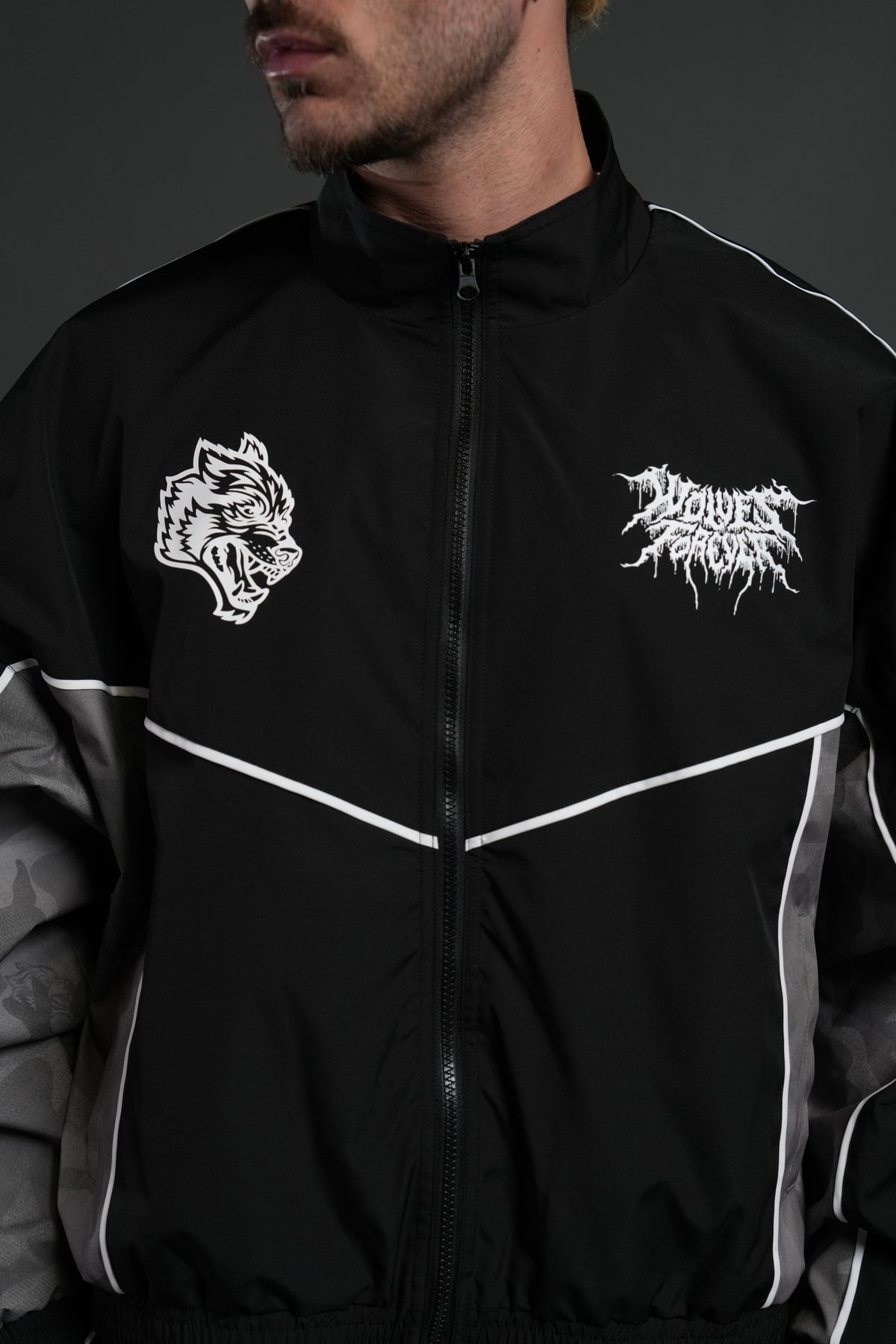 Drip Hesh Quinn Track Jacket in Black/Lush Vintage Woodland Camo - imagem 5