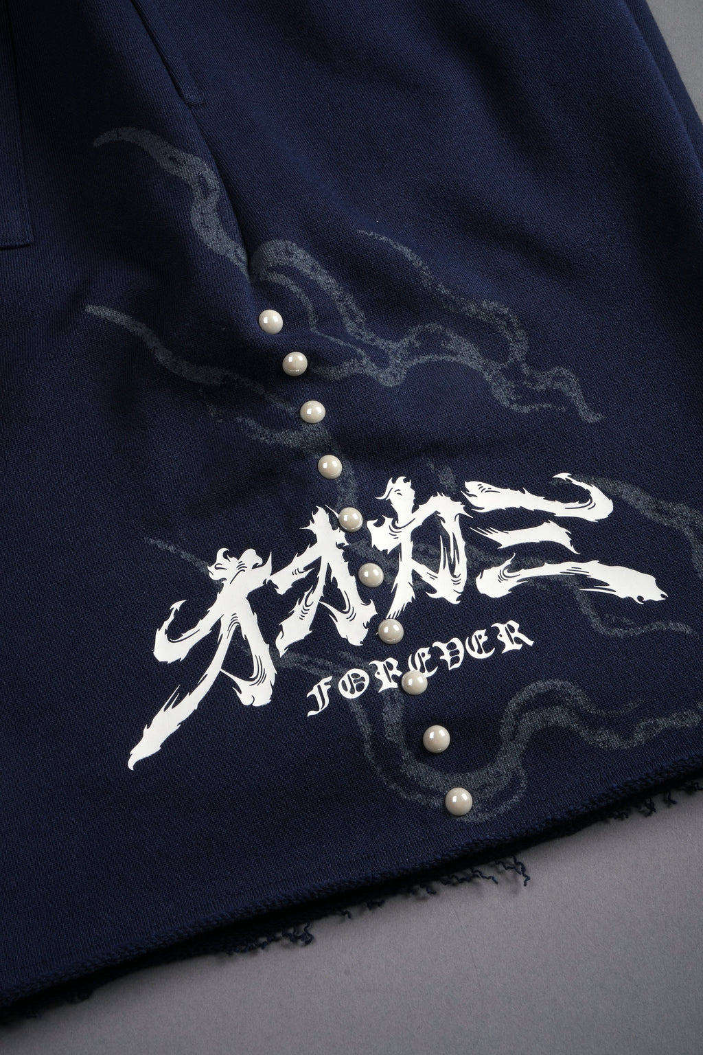 Kokuryu Grunge Oversized Raw Hem Post Lounge Sweat Shorts in Navy — imagem 11