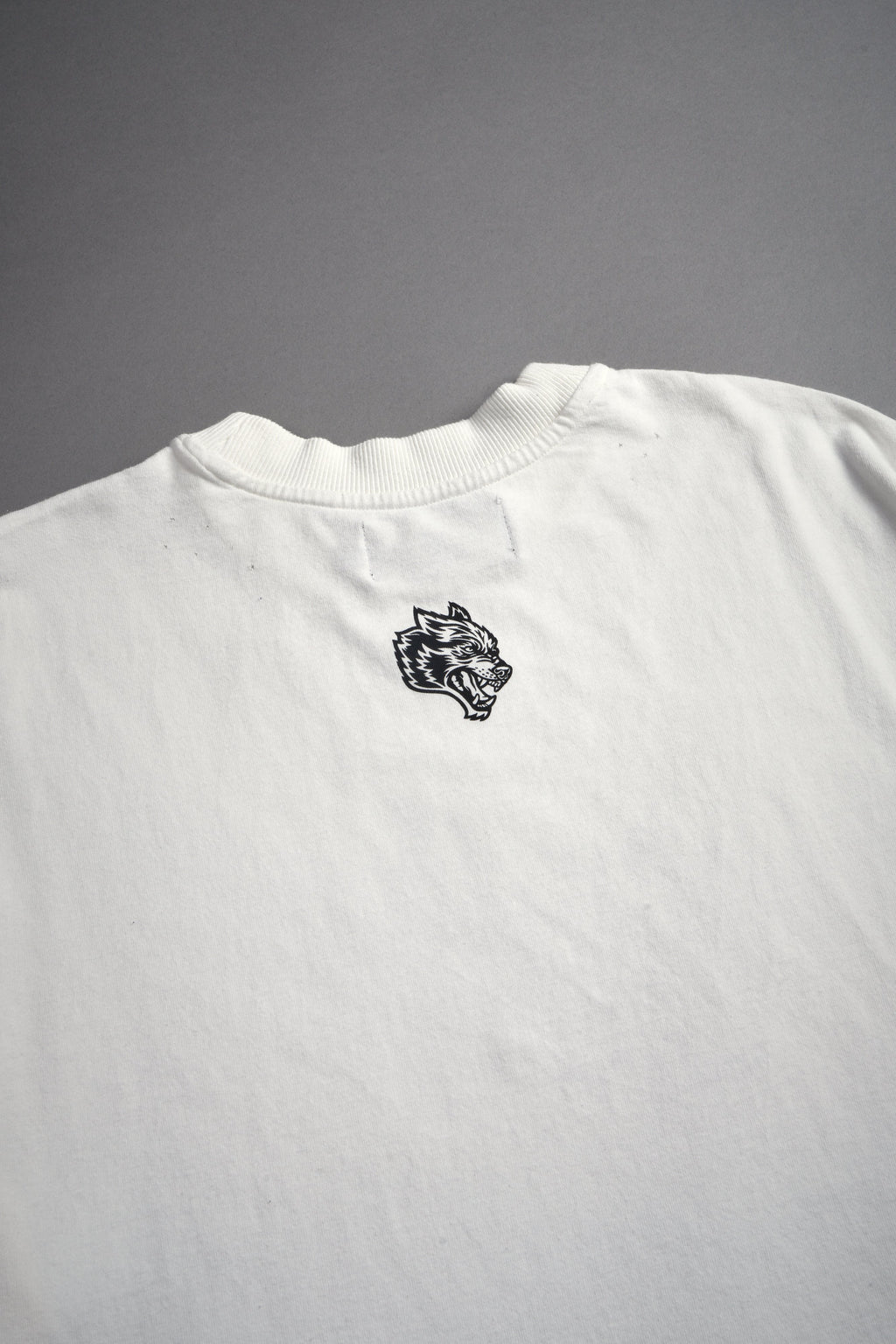 Oni Cherub Distressed Grunge Mid Length Raw Hem Tee in Cream — imagem 10