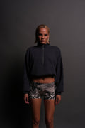 Our Mantra Appliqué Oversized "Everson" Mockneck in Midnight Blue - imagem 1
