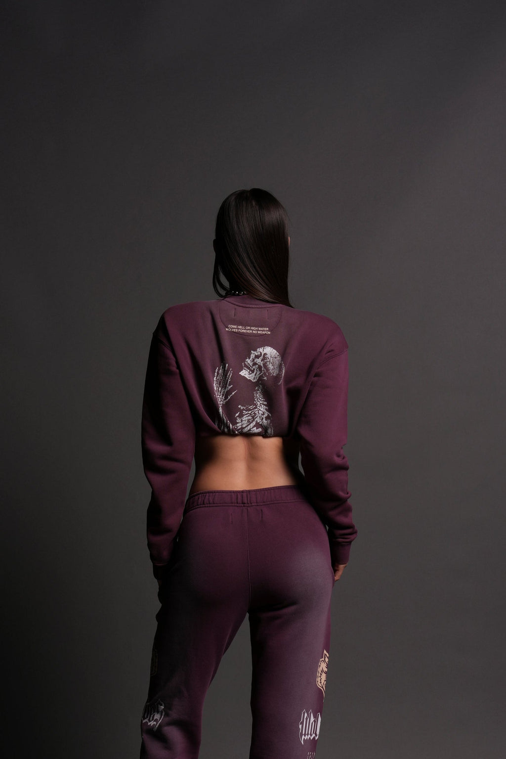 No Weapon Shall Prosper (Cropped) Crewneck in Cherry Wine Tonal Sun Fade — imagem 2