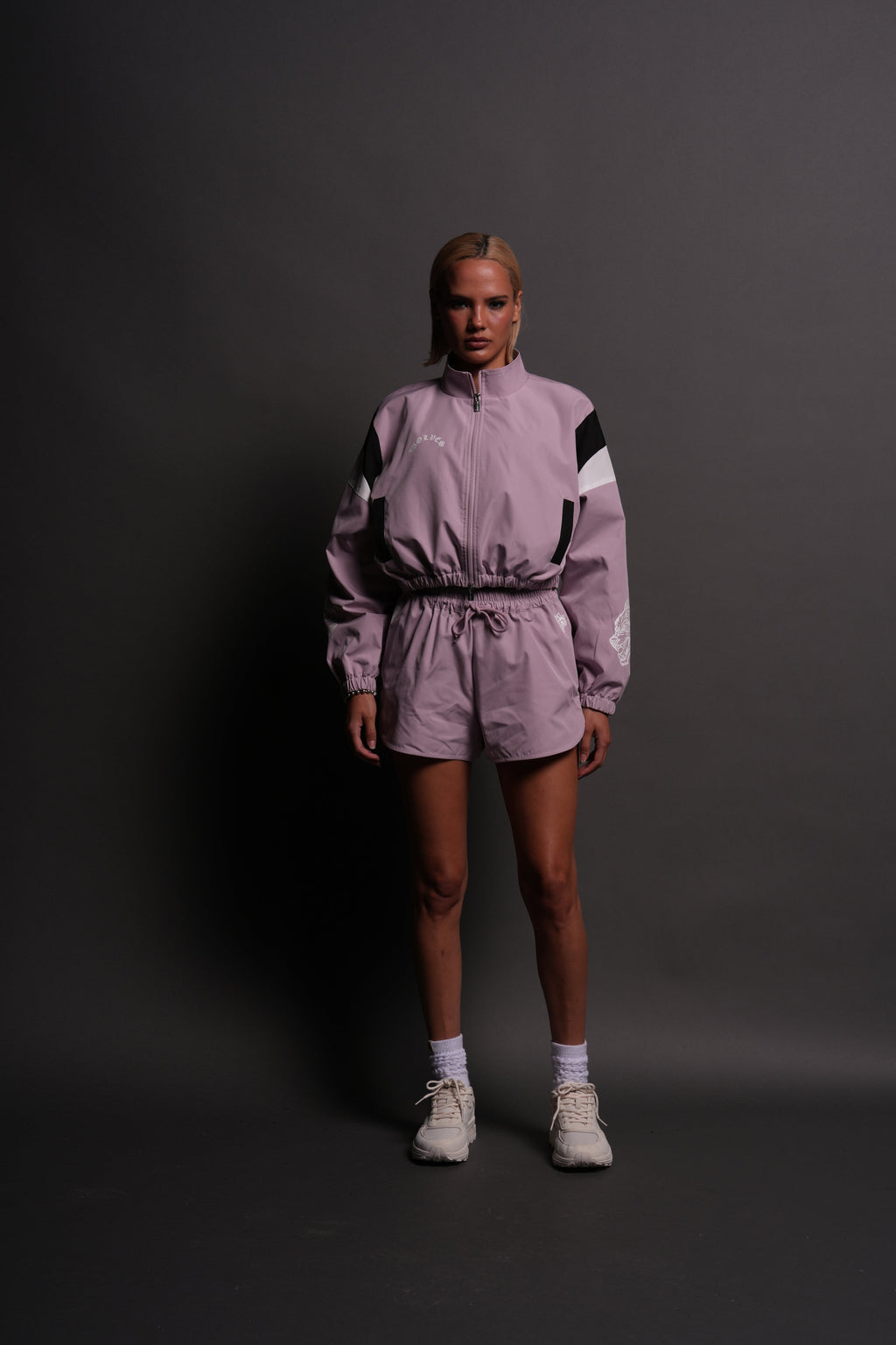 Death Becomes Her Nadia Track Jacket in Purple Smoke/Black/White — imagem 7