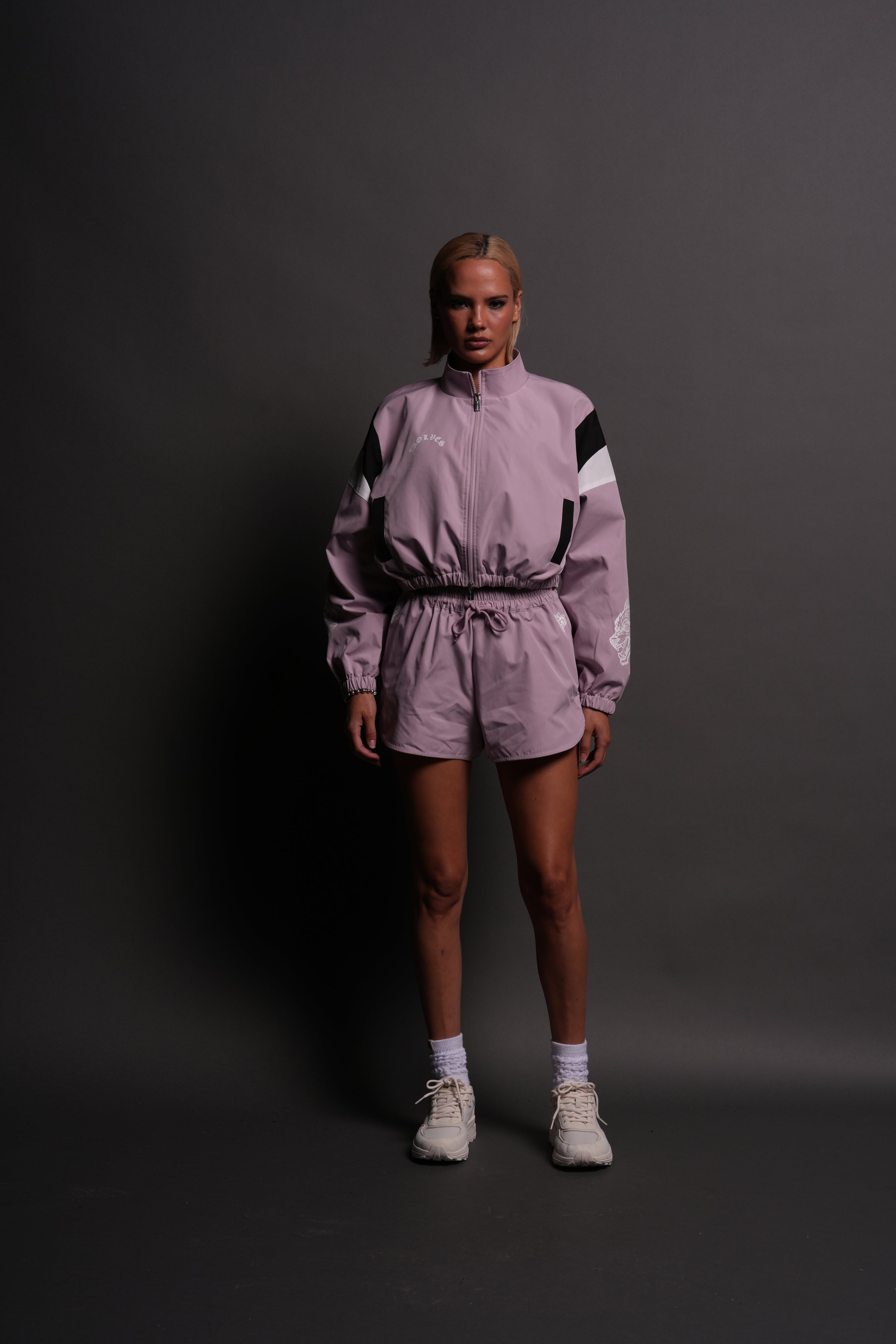 Death Becomes Her Nadia Track Jacket in Purple Smoke/Black/White — imagem 7