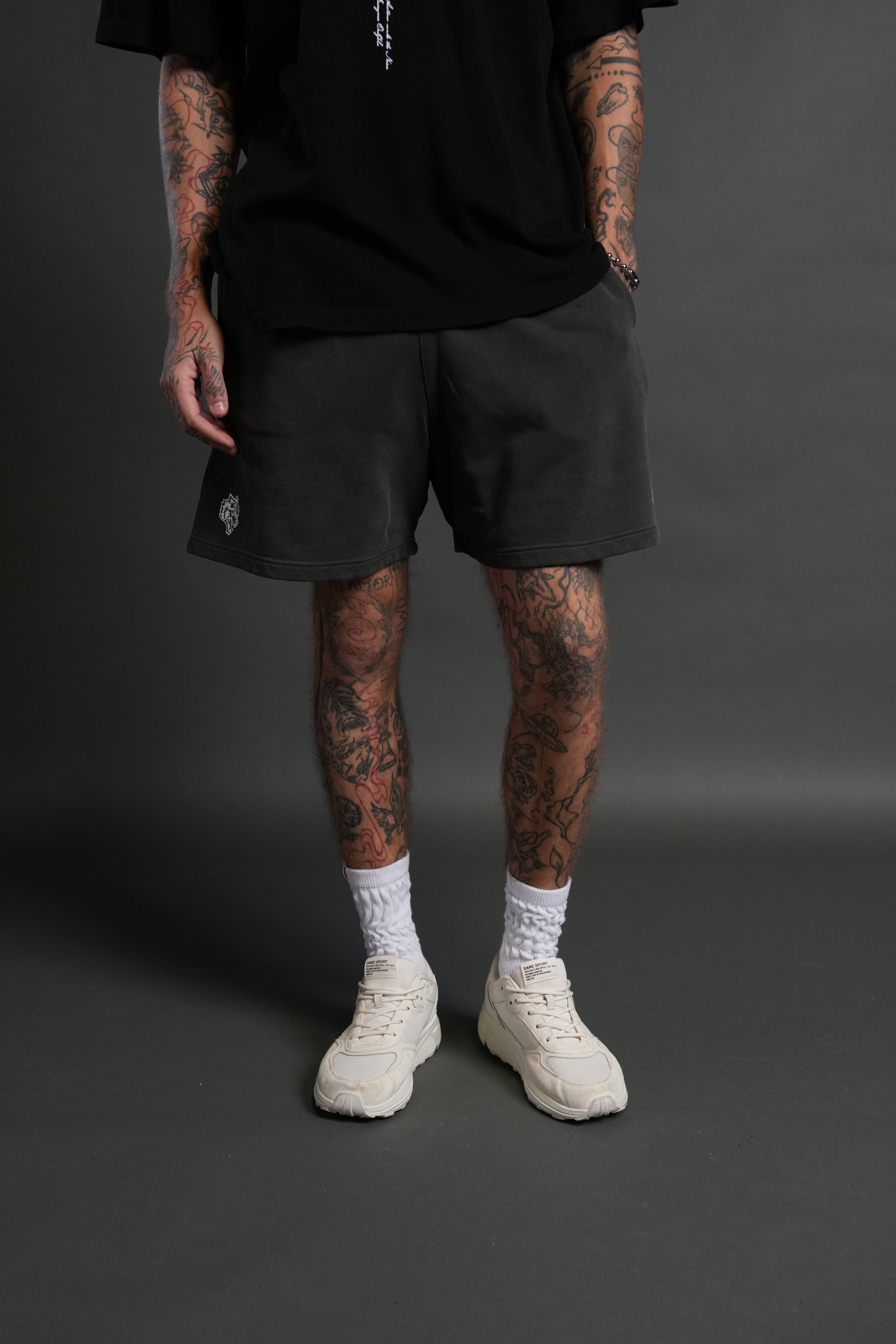 Box Patch Dual Post Lounge Sweat Shorts V2 in Wolf Gray — imagem 2