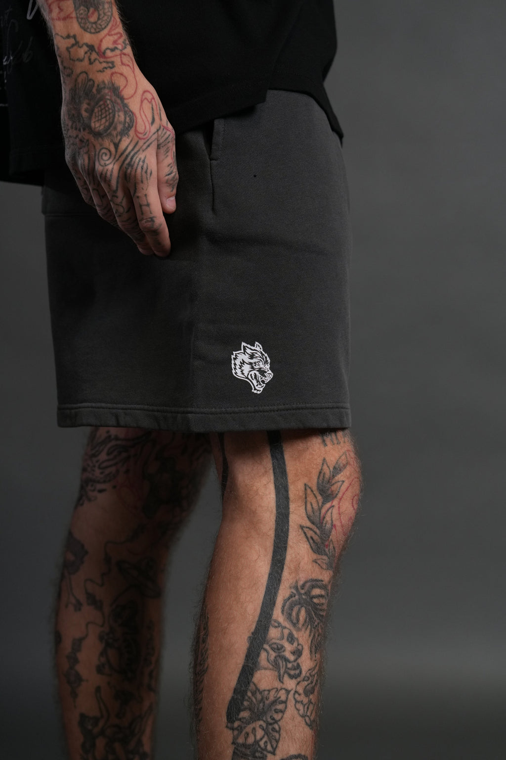 Box Patch Dual Post Lounge Sweat Shorts V2 in Wolf Gray — imagem 7