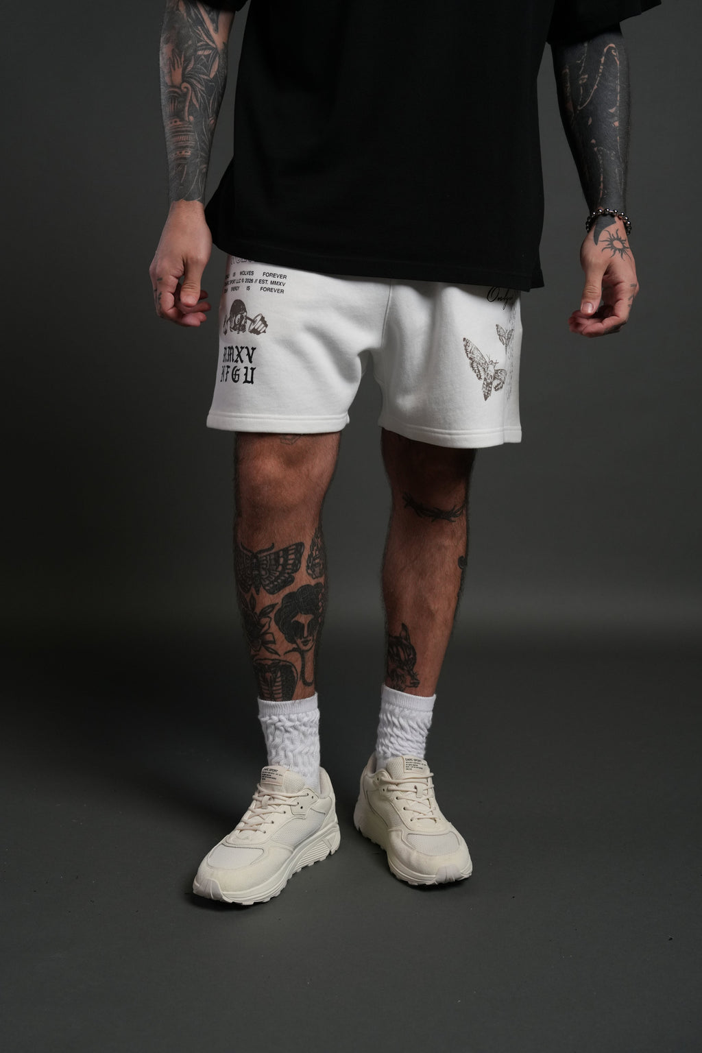 Hollow Virtue Post Lounge Sweat Shorts in Cream — imagem 2
