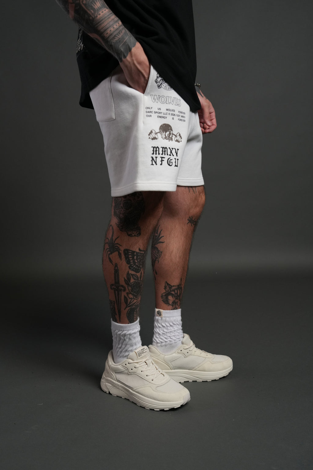 Hollow Virtue Post Lounge Sweat Shorts in Cream — imagem 5