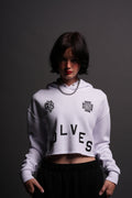 Wolf Pyramid "Pierce" Cropped Hoodie in White — imagem 1