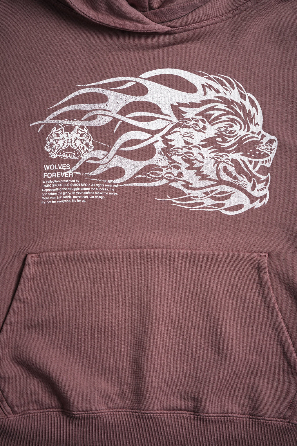 Wolf of the Flame Grunge "Gage Box Cut" Hoodie in Mauve — imagem 8