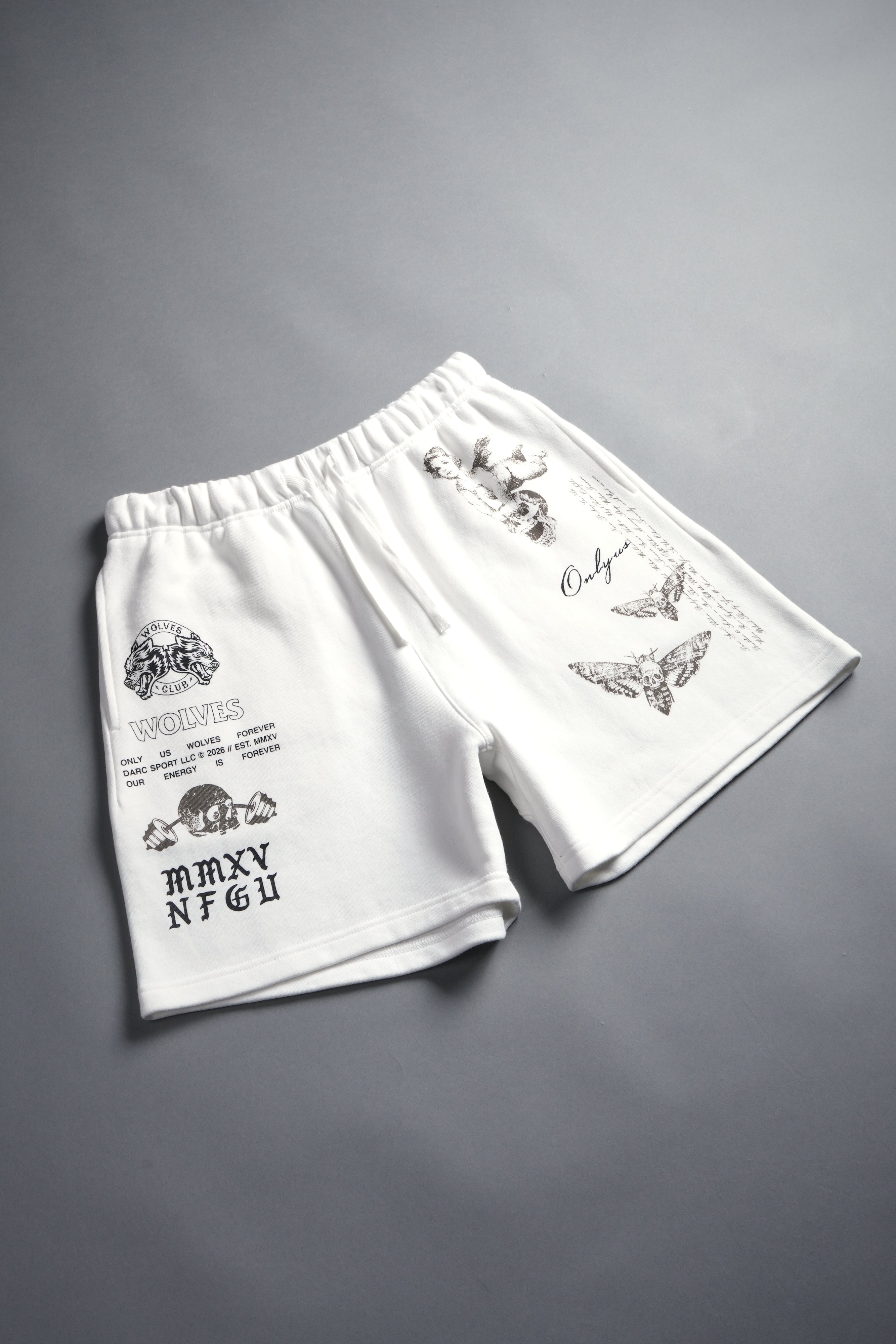 Hollow Virtue Post Lounge Sweat Shorts in Cream — imagem 6