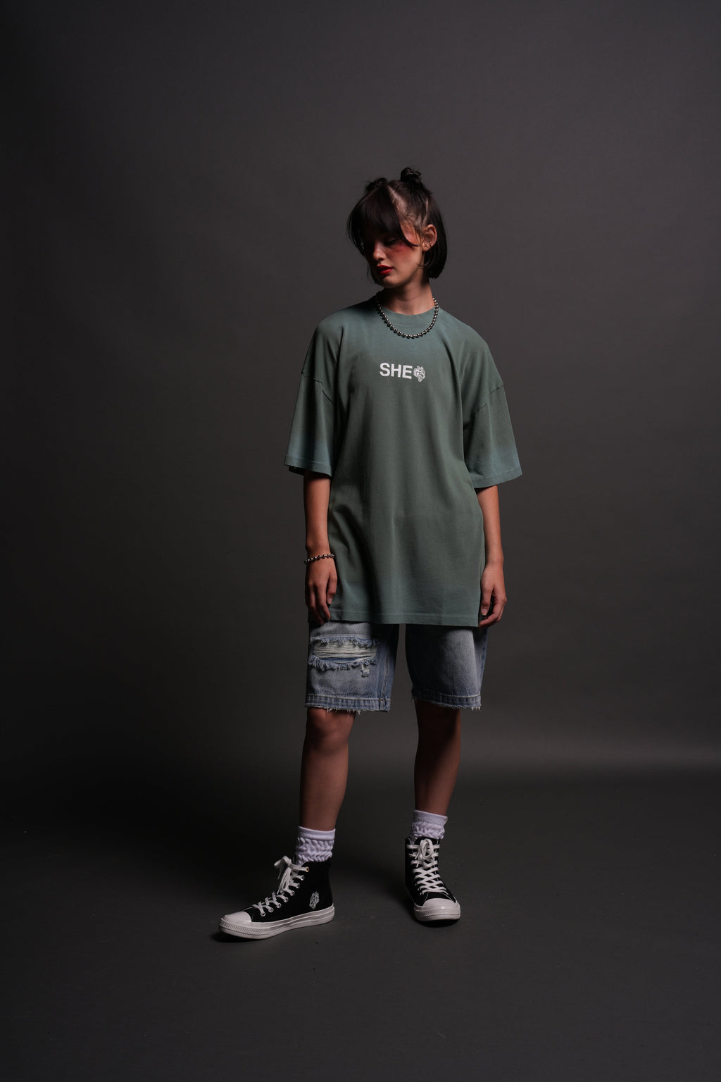 Wolf Head "Pump Cover" Tee in Hunter Green Driftwash — imagem 3