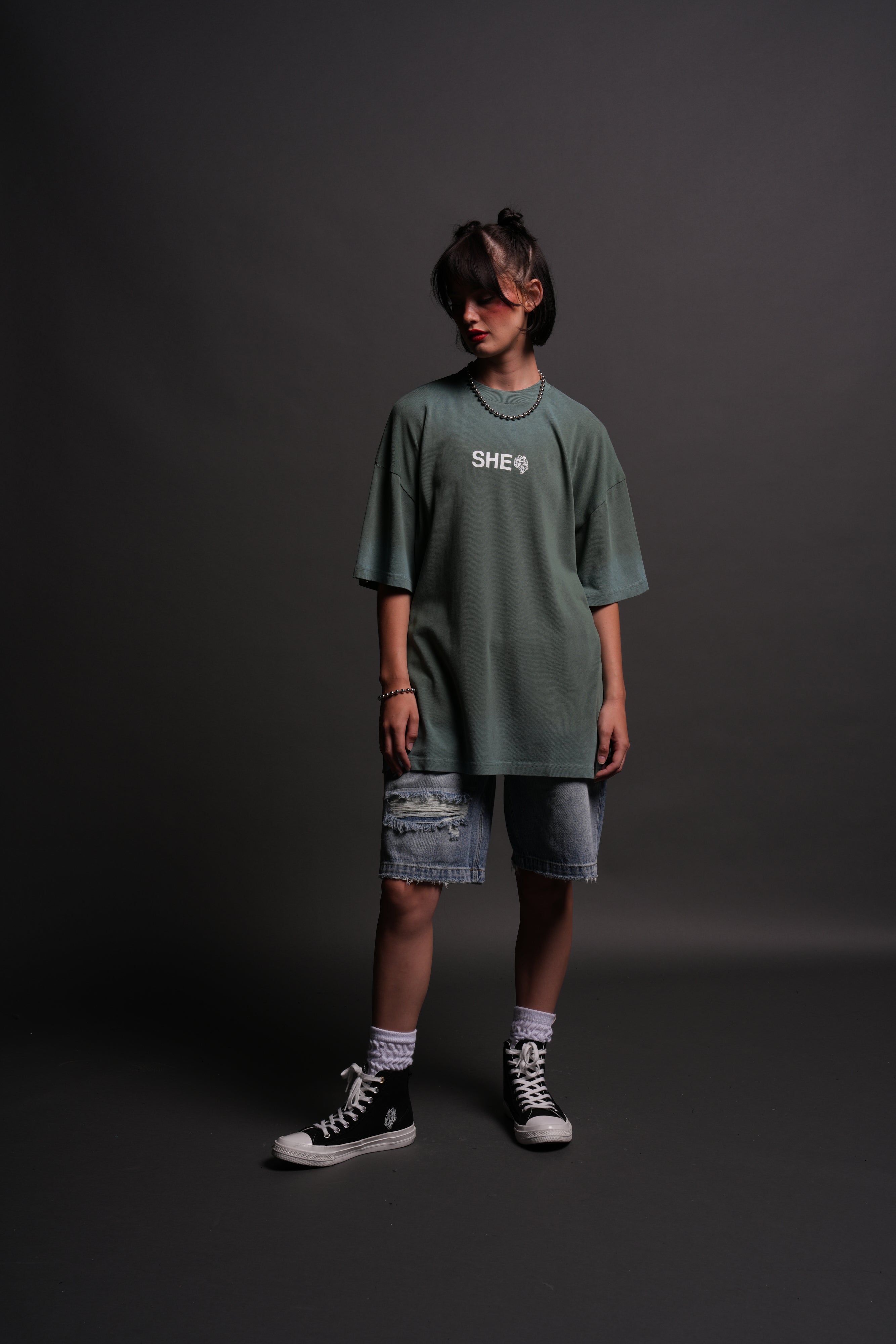 Wolf Head "Pump Cover" Tee in Hunter Green Driftwash — imagem 3