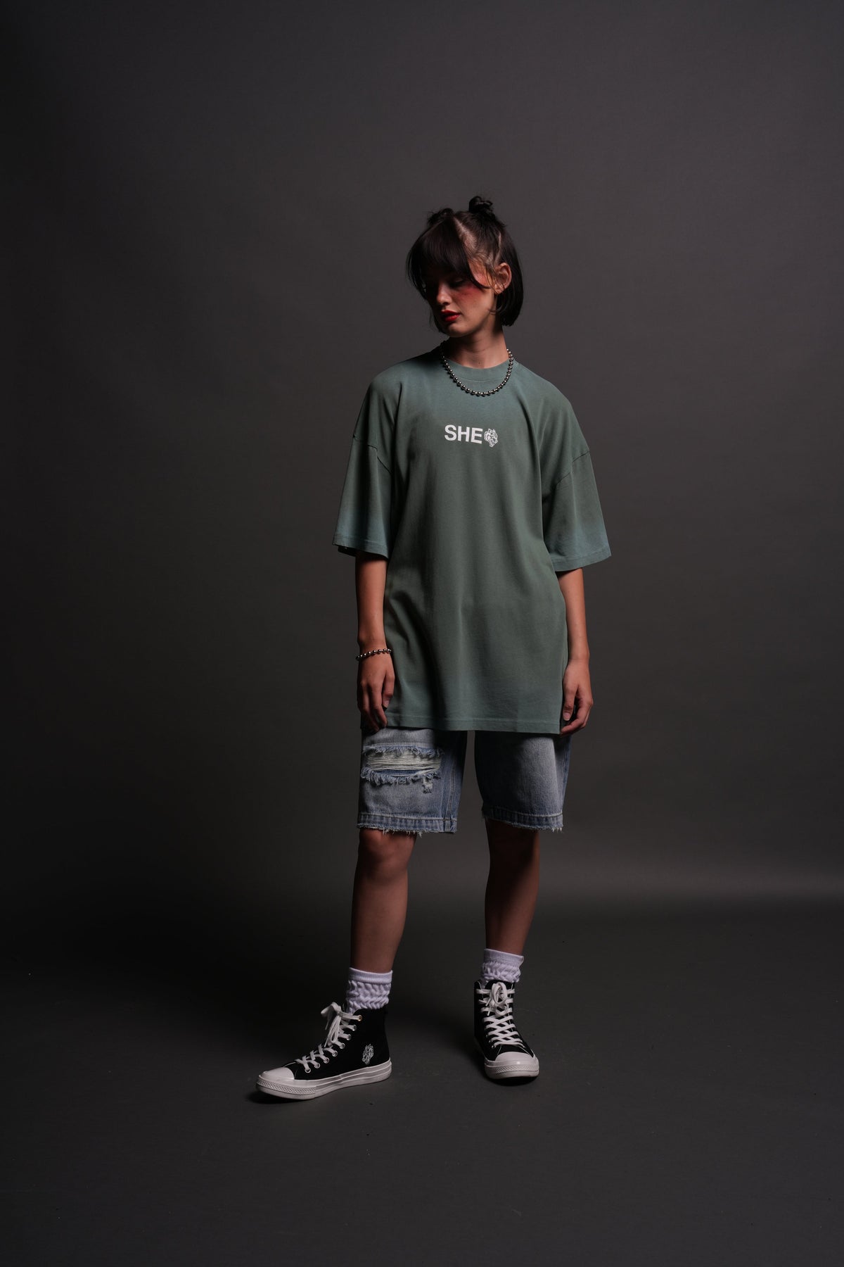 Wolf Head "Pump Cover" Tee in Hunter Green Driftwash - imagem 3