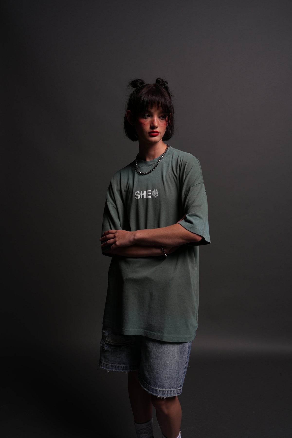 Wolf Head "Pump Cover" Tee in Hunter Green Driftwash - imagem 1