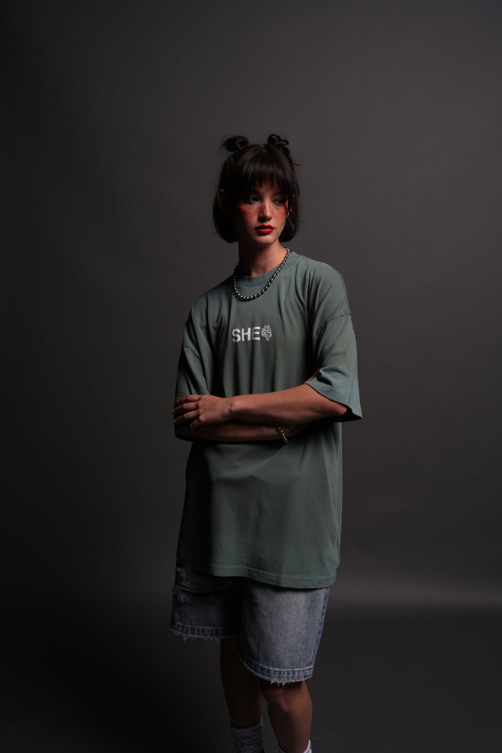 Wolf Head "Pump Cover" Tee in Hunter Green Driftwash — imagem 1