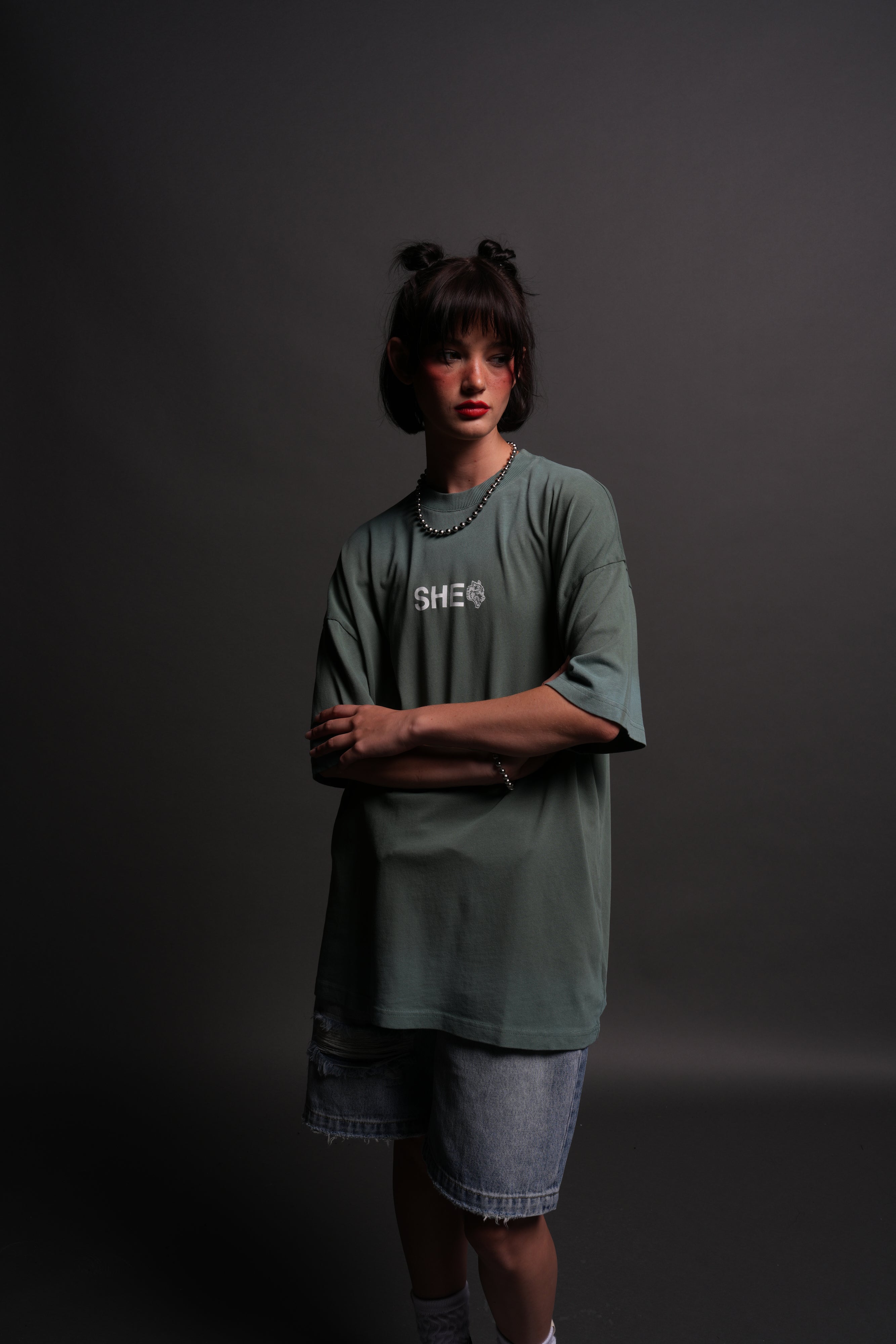 Wolf Head "Pump Cover" Tee in Hunter Green Driftwash — imagem 1
