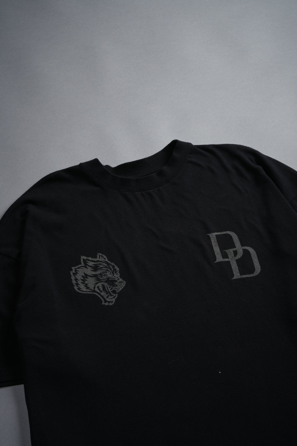 Devil In The Flames Side-By-Side Series Premium Oversized Tee in Black
