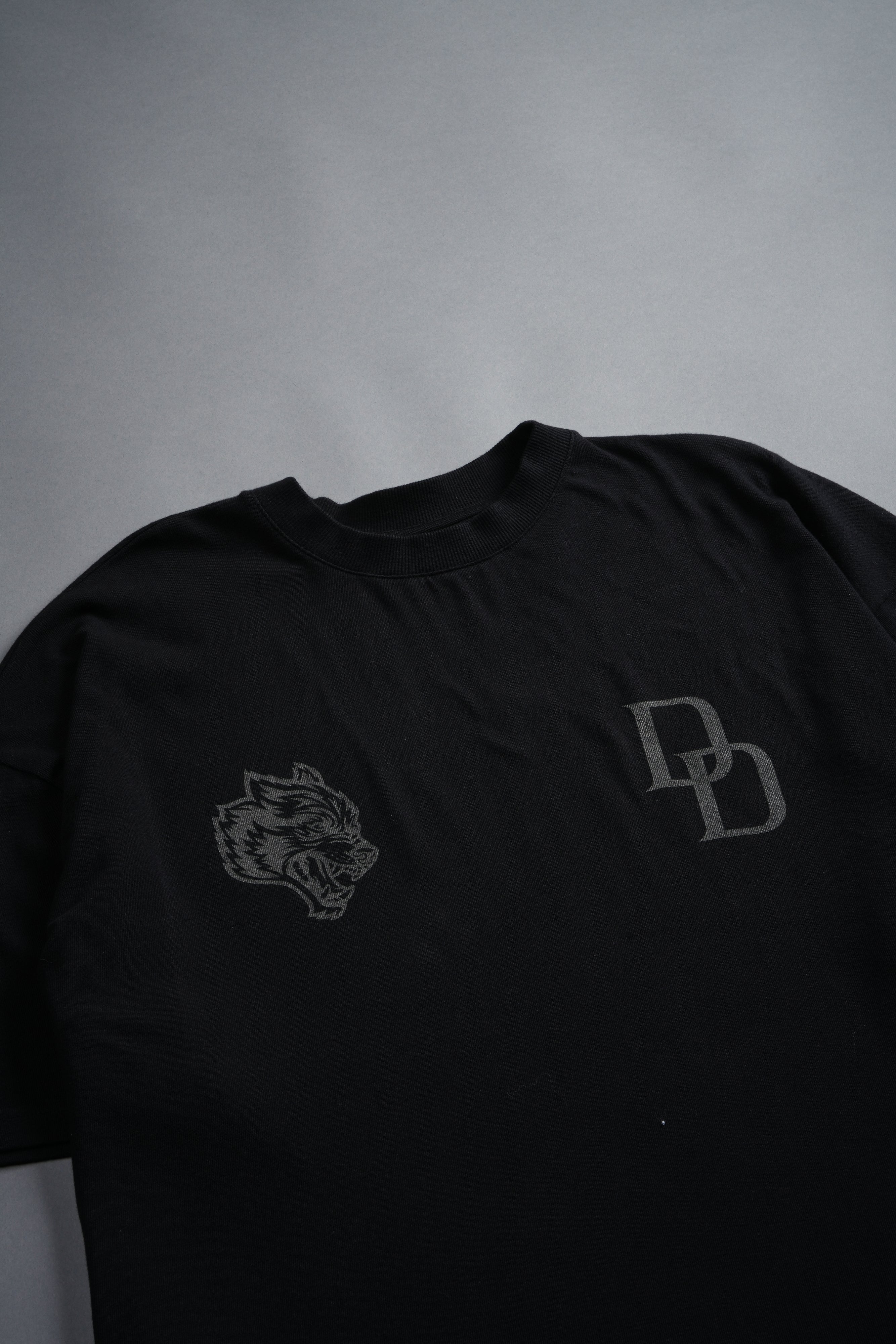 Devil In The Flames Side-By-Side Series Premium Oversized Tee in Black