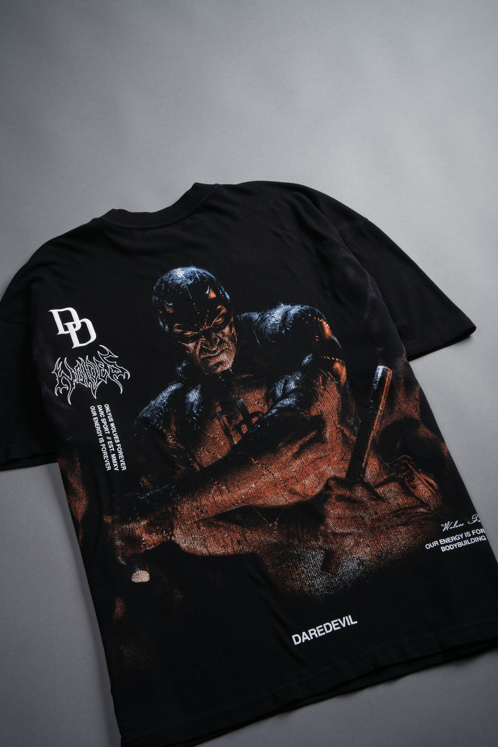 Devil In The Flames Side-By-Side Series Premium Oversized Tee in Black