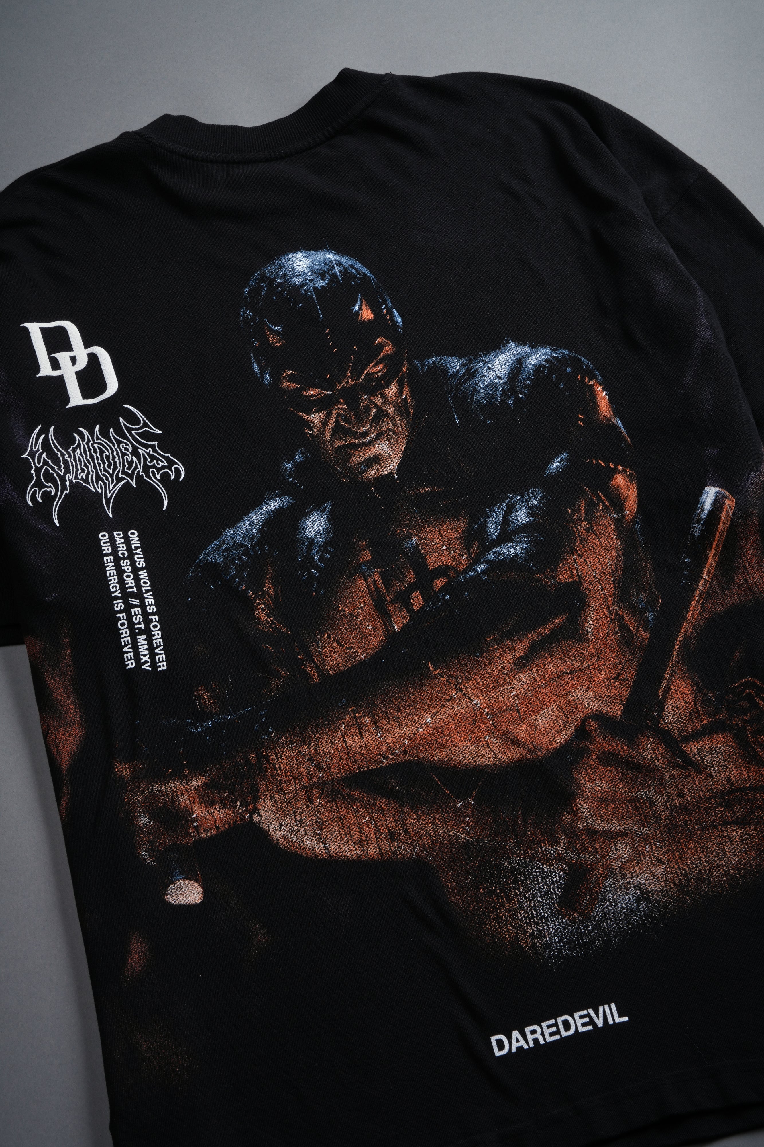 Devil In The Flames Side-By-Side Series Premium Oversized Tee in Black