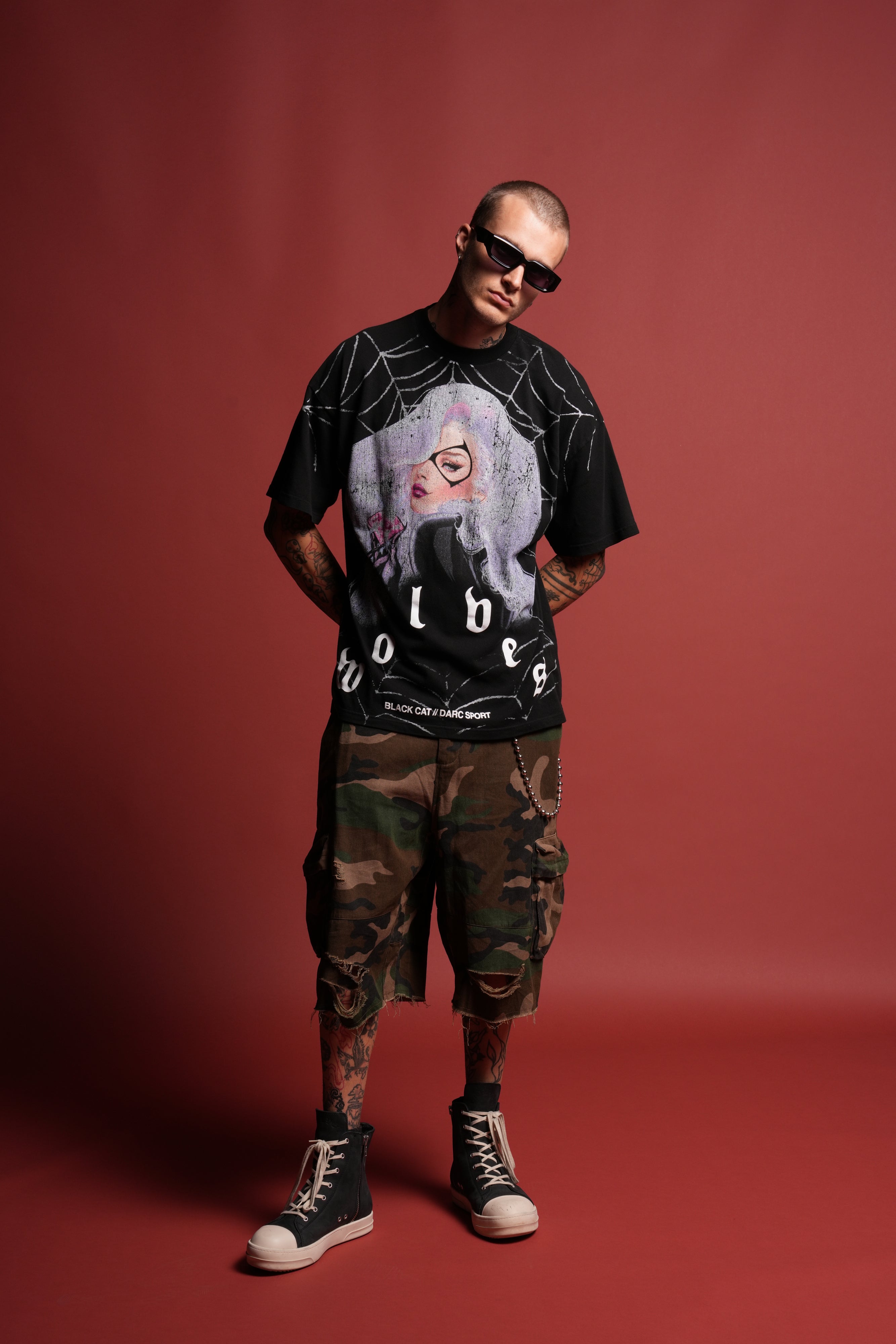 Cat Got Your Tongue Premium Oversized Tee in Black
