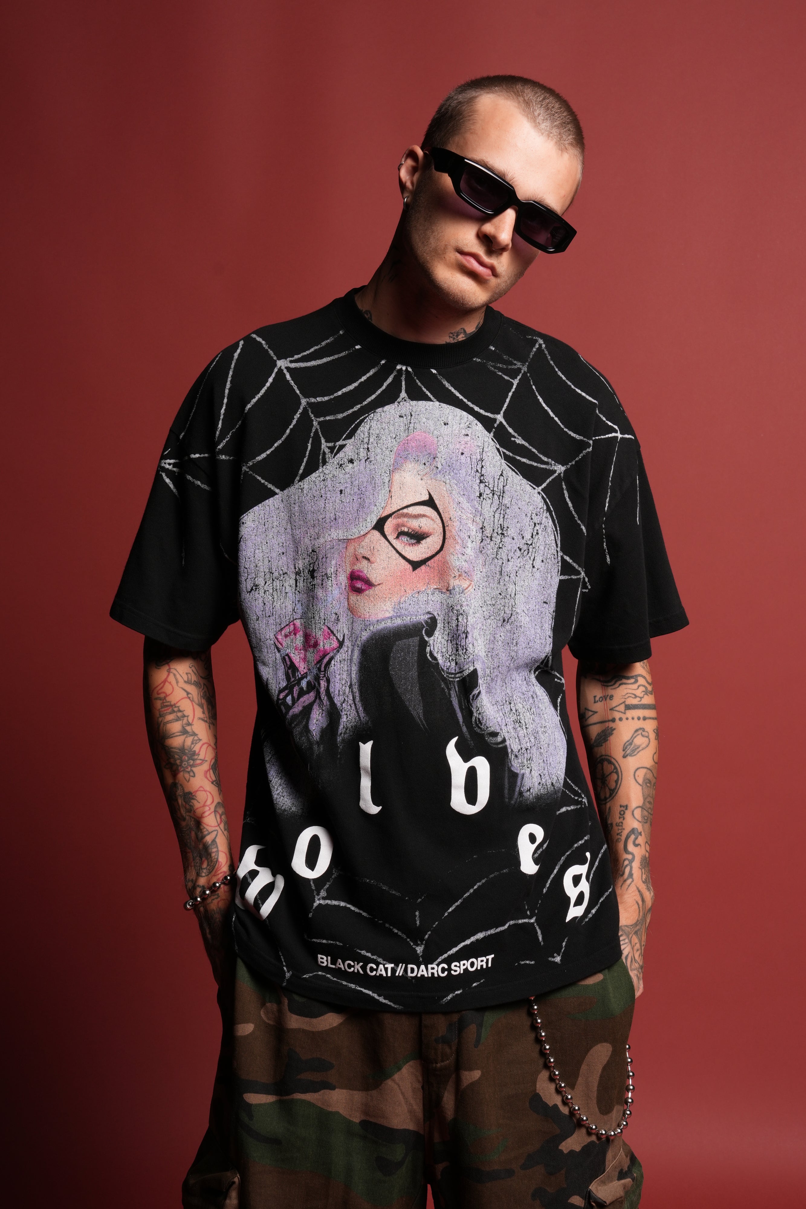 Cat Got Your Tongue Premium Oversized Tee in Black