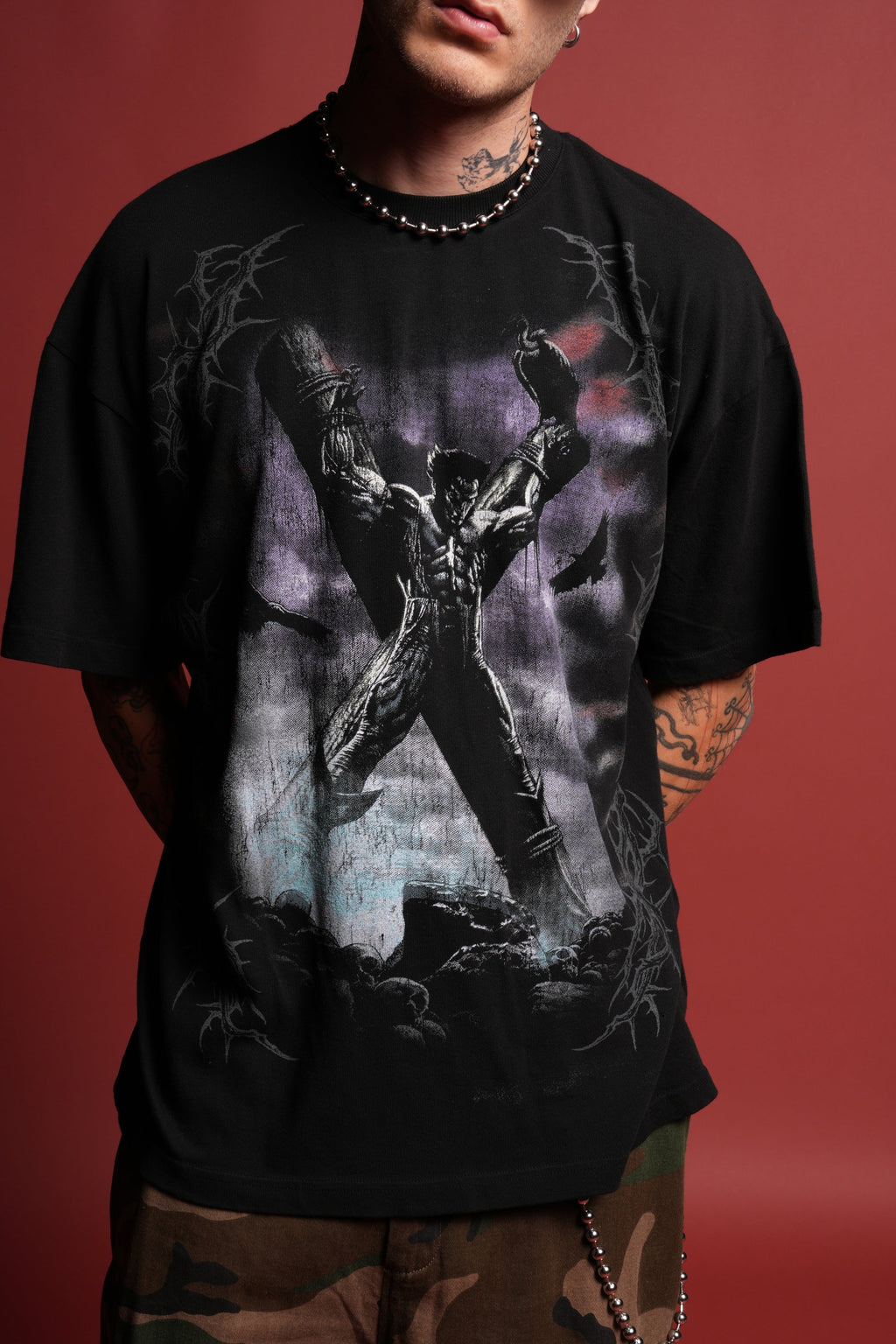 Wolverine Crucifix Premium Oversized Tee in Black