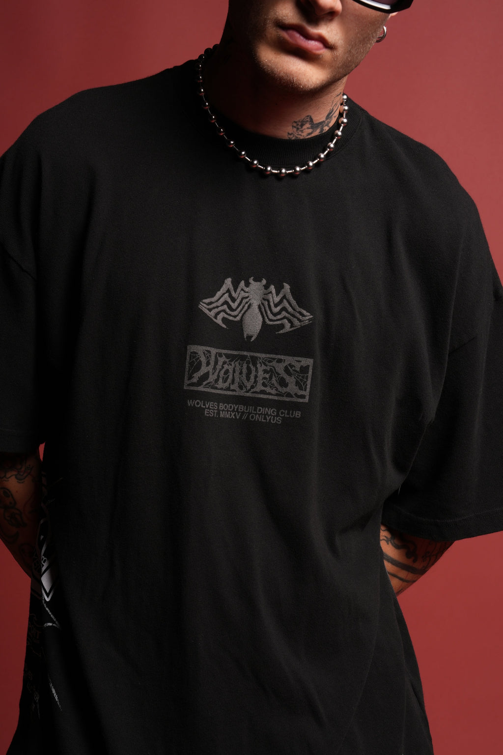 Venomous Side-By-Side Series Premium Oversized Tee in Black