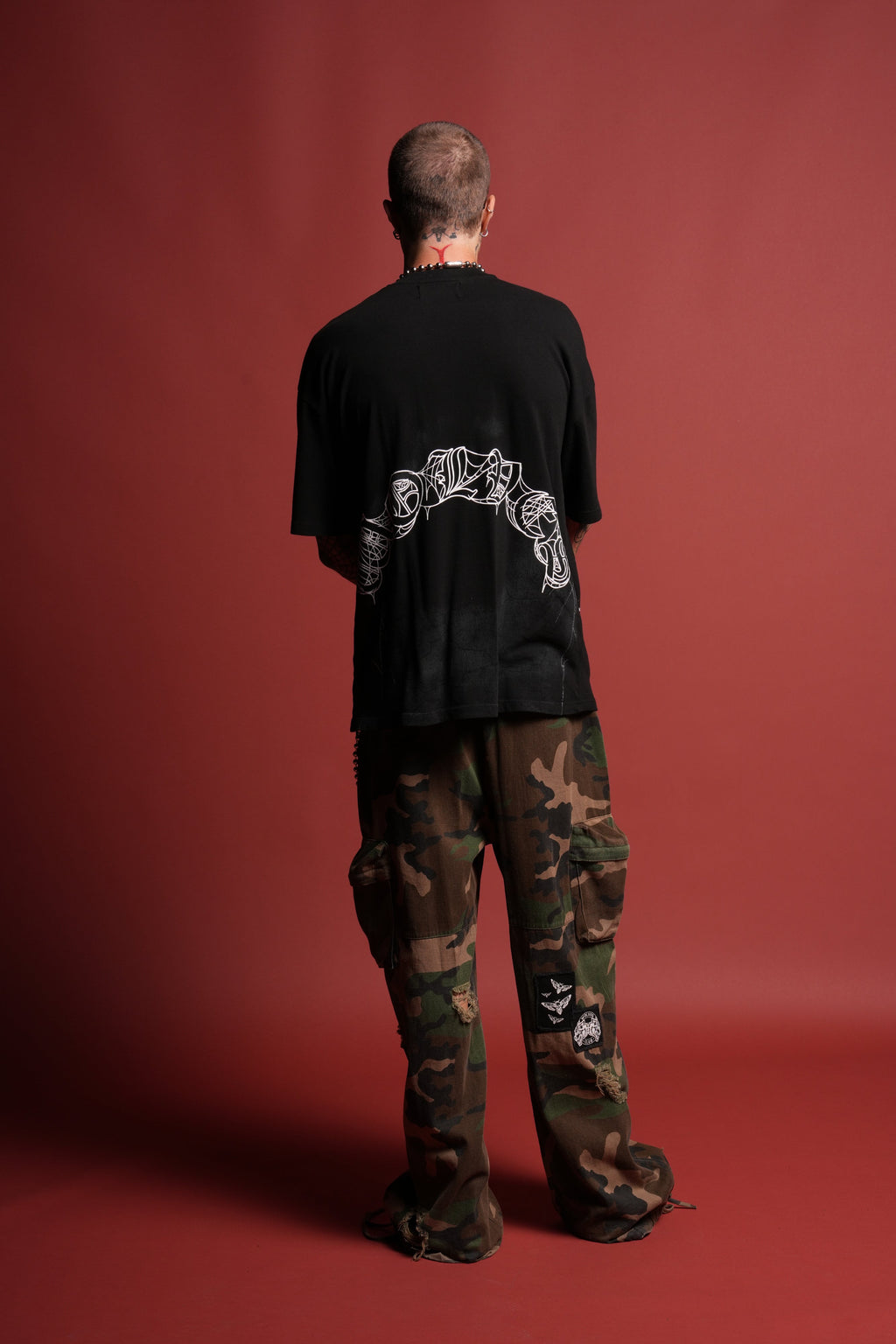 Web Of Darkness Premium Oversized Tee in Black