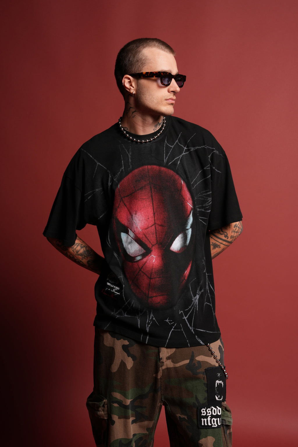Web Of Darkness Premium Oversized Tee in Black