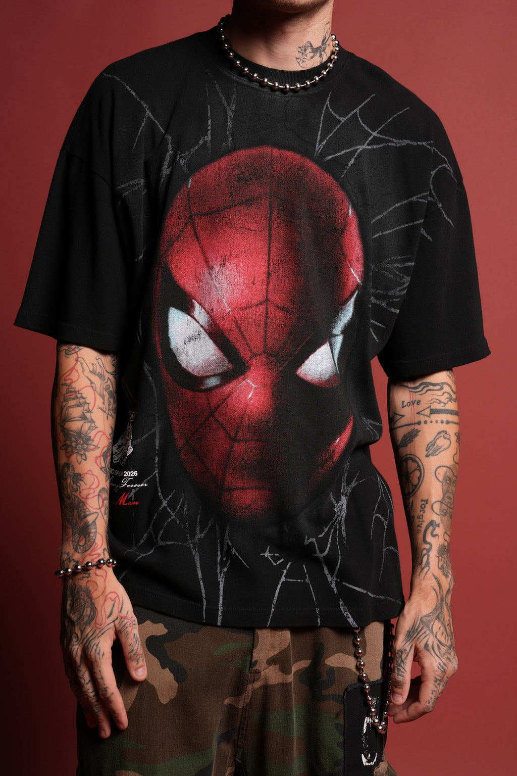 Web Of Darkness Premium Oversized Tee in Black