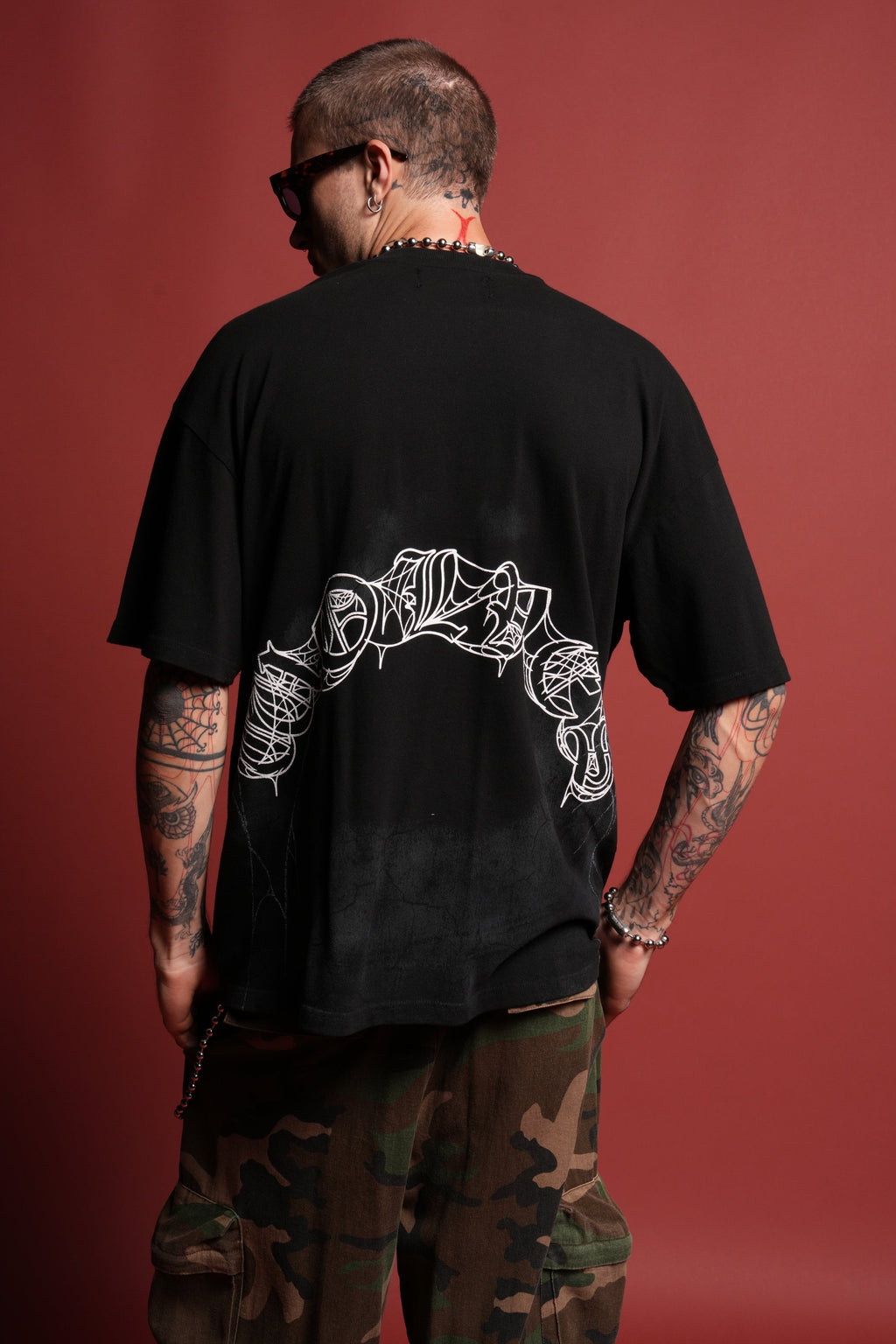 Web Of Darkness Premium Oversized Tee in Black