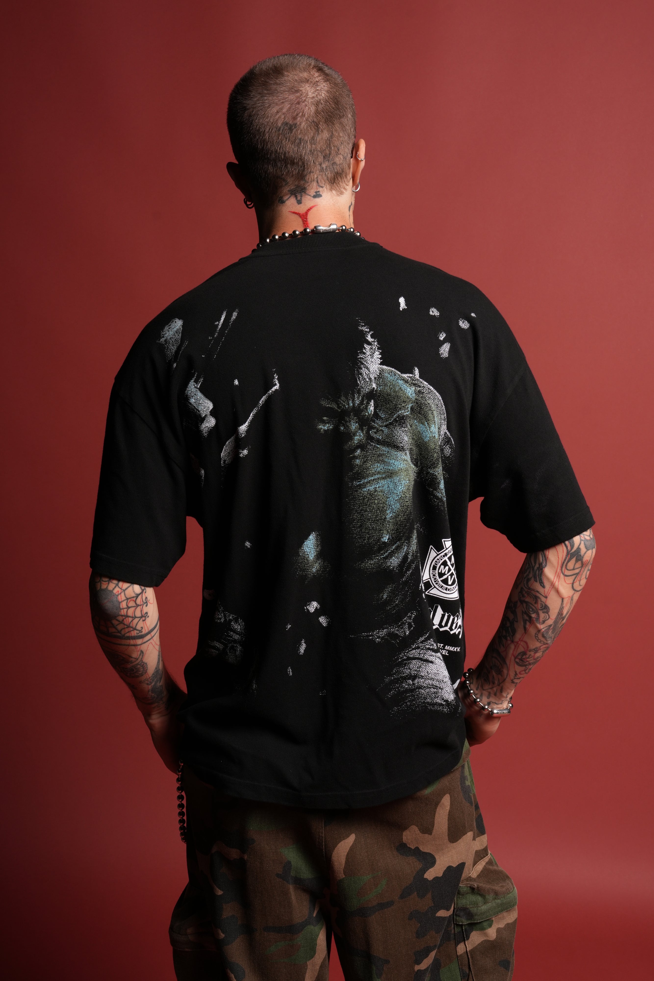 Hulk Clash Side-By-Side Series Premium Oversized Tee in Black