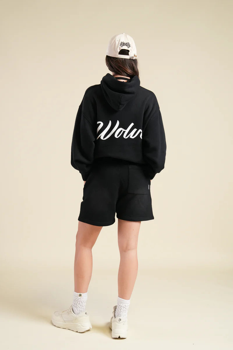 BACK CURSIVE WOLVES "PIERCE" HOODIE